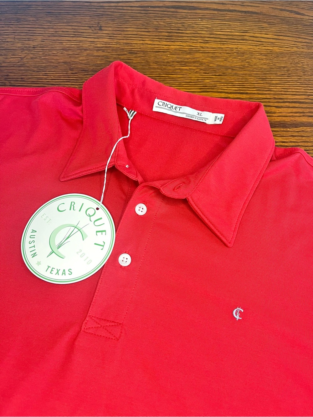 Criquet Polo Shirt Mens Size XL Solid Red Performance Stretch Spiked Arnie NEW